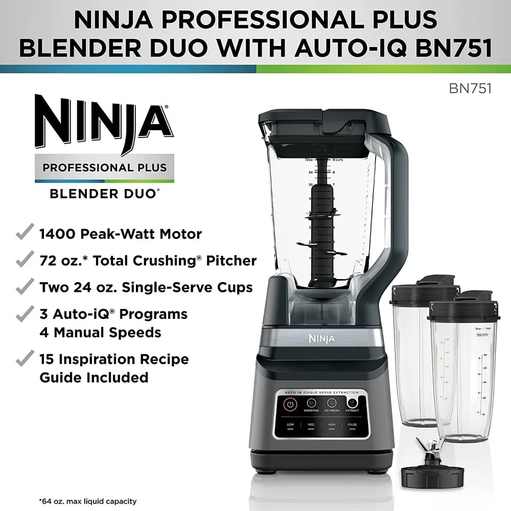 Ninja Blender BN751 1200 Watts 3 Auto-IQ Programs