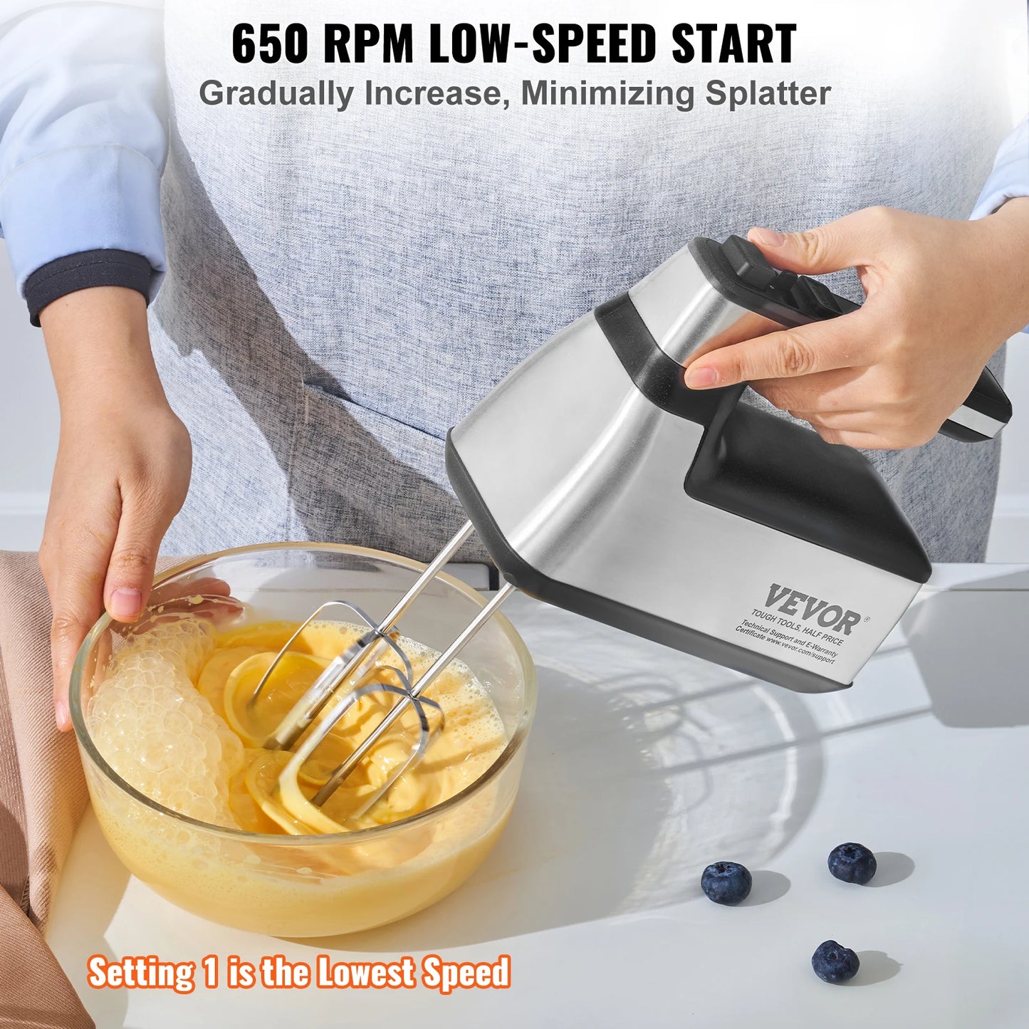 VEVOR Cordless Electric Hand Mixer 100W