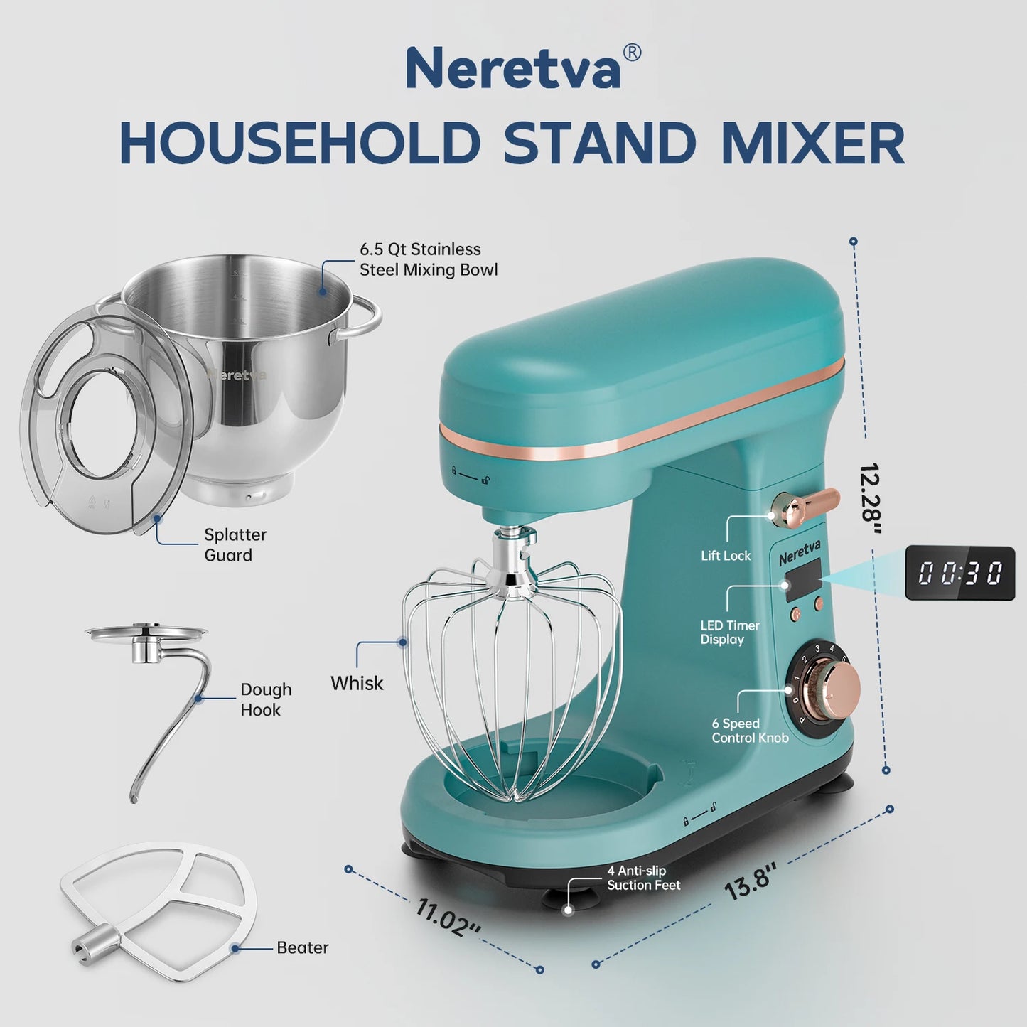 Stand Mixer 6.34QT 6-Speed 400W