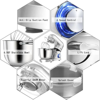 Stand Mixer 6.5-QT 660W 6-Speed