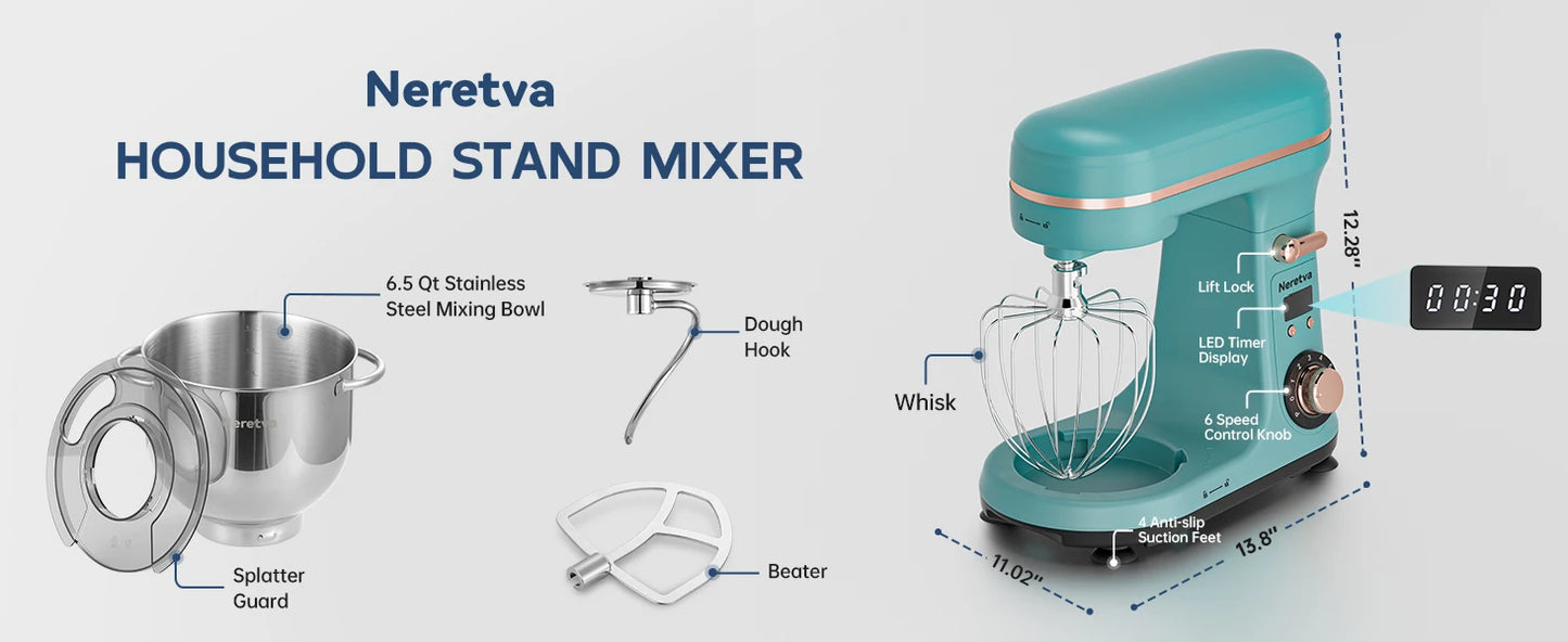 Stand Mixer 6.34QT 6-Speed 400W